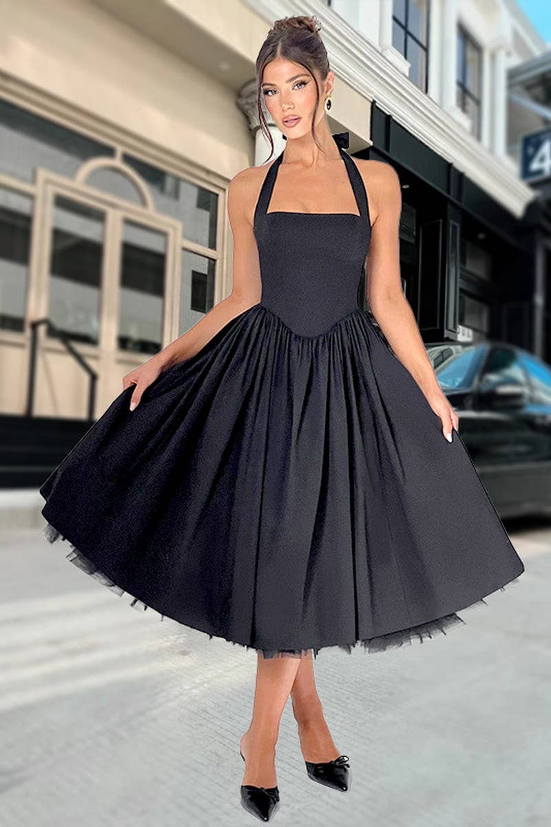 CWDMD5591_SLEEVELESS TIE STRAP PLEATED BODYCON DRESS