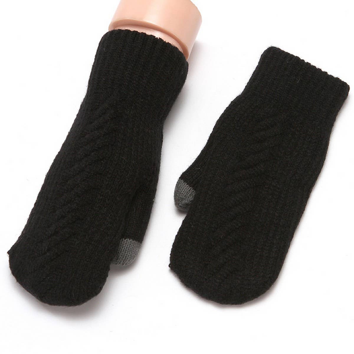 WINTER WOMEN'S CUTE THICK KNIT TOUCHSCREEN GLOVES_CWAG0271