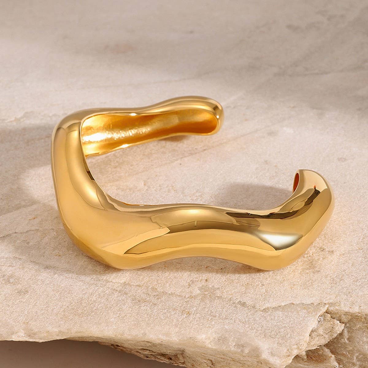 Gold Stainless Steel Open Bangle, Titanium Steel