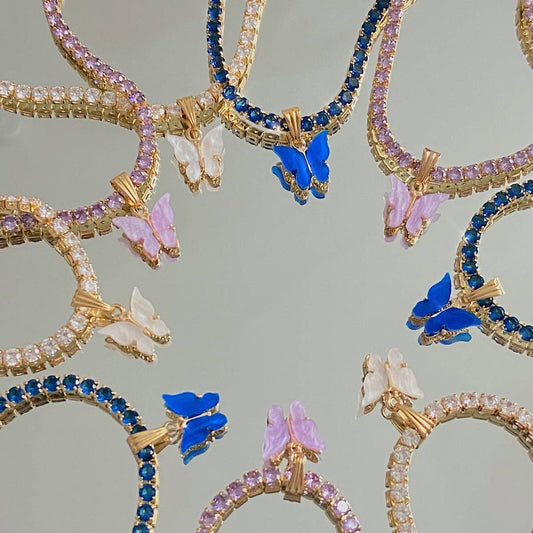 COLORFUL TITANIUM STEEL BUTTERFLY PENDANT NECKLACE