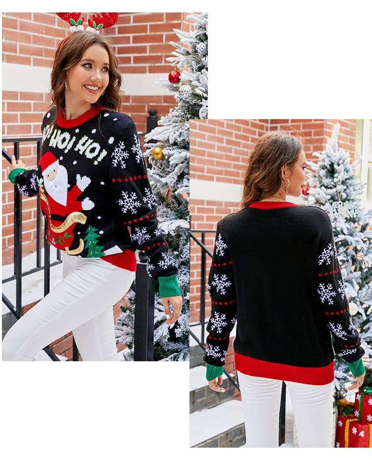 Sweet embroidered pullover Christmas sweater