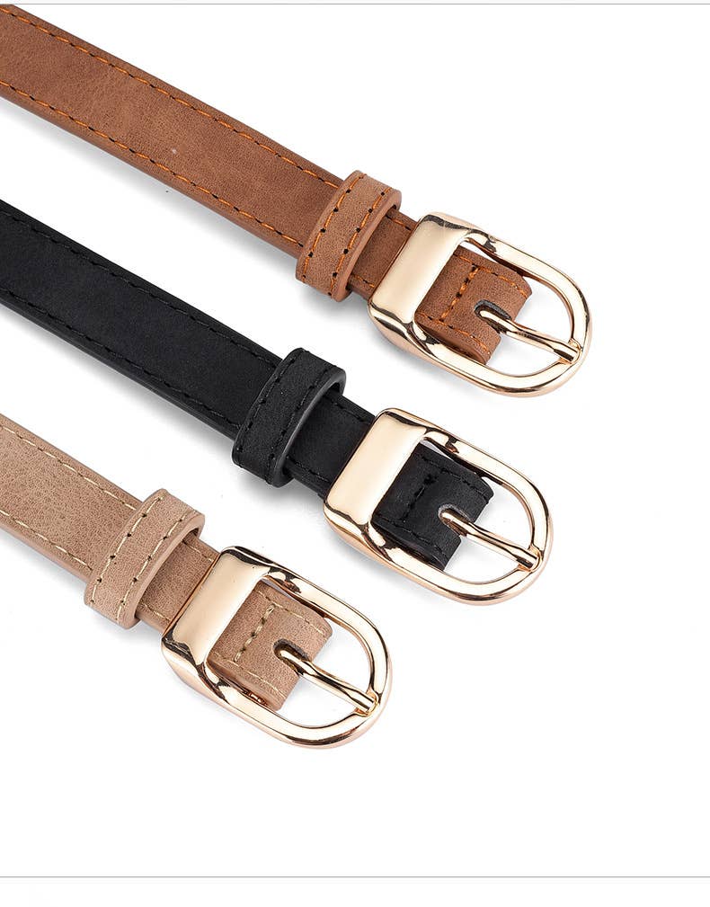 Stylish all-in-one D alloy pin buckle women's belt