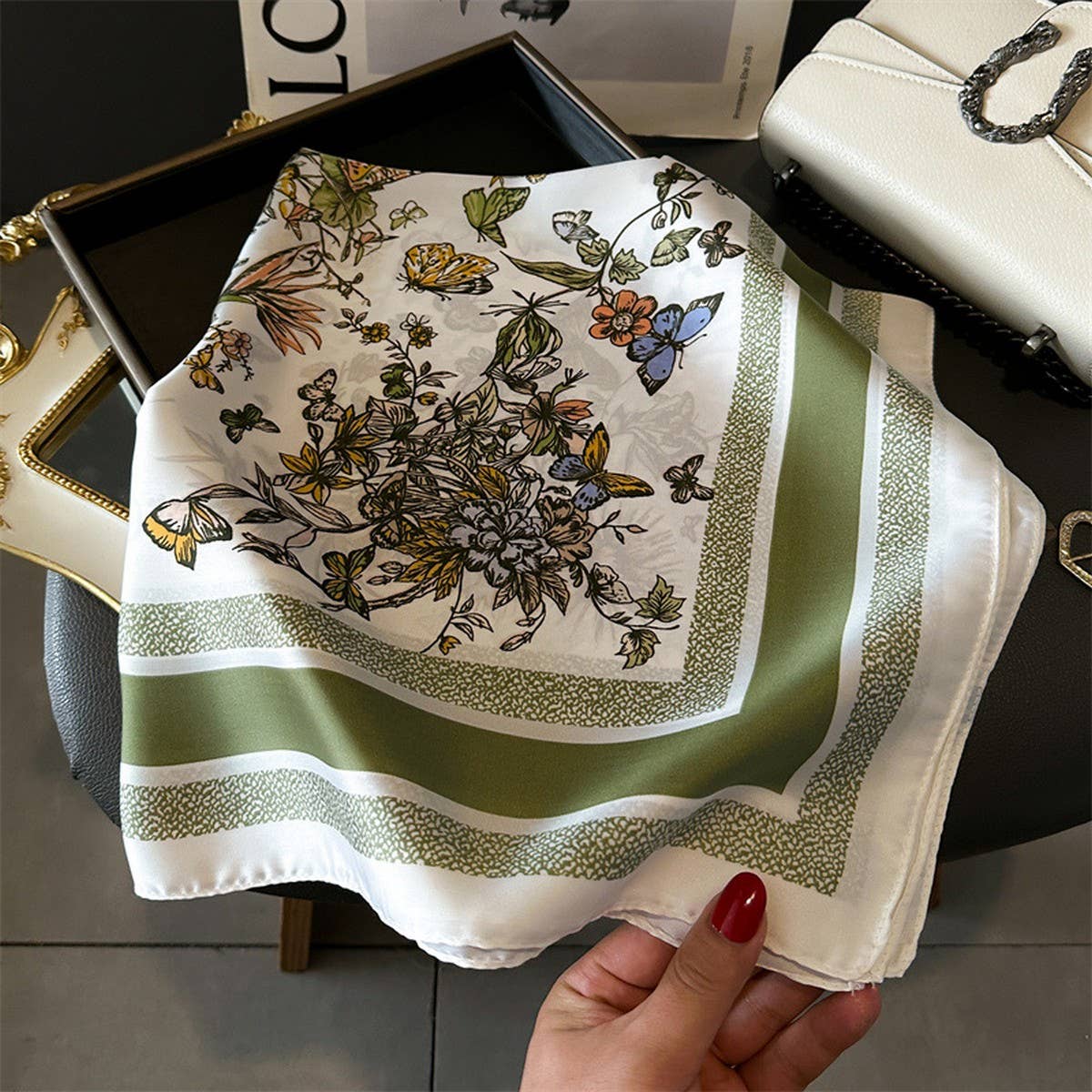 Silky Butterfly Print Scarf ? Hair & Neck Accessor