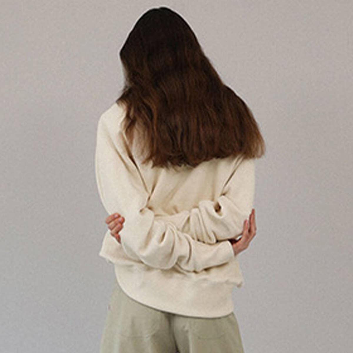 SOLID COLOR LOOSE PULLOVER CREW-NECK HOODIE