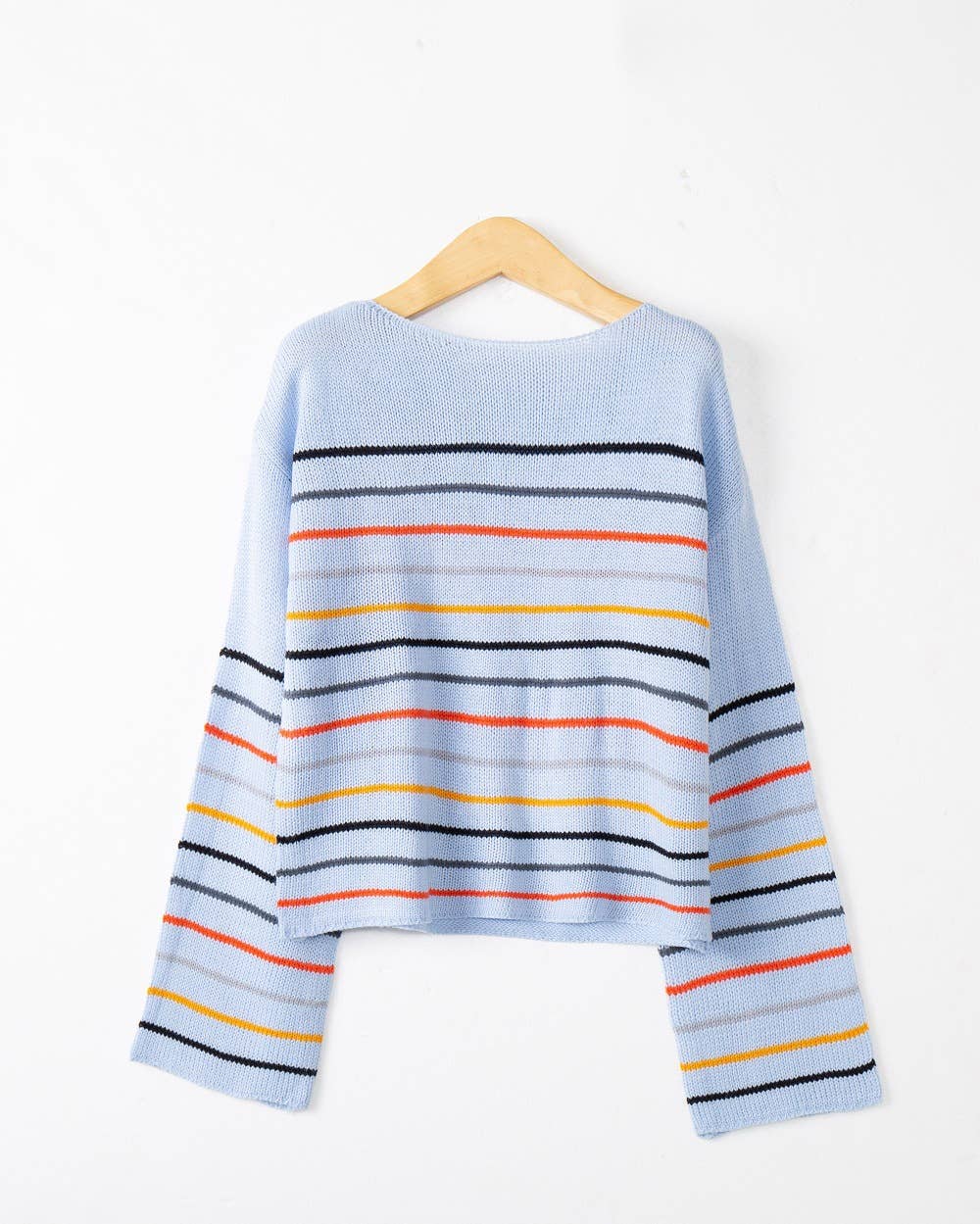 FASHION CASUAL STRIPED MATCHING COLOR SWEATER