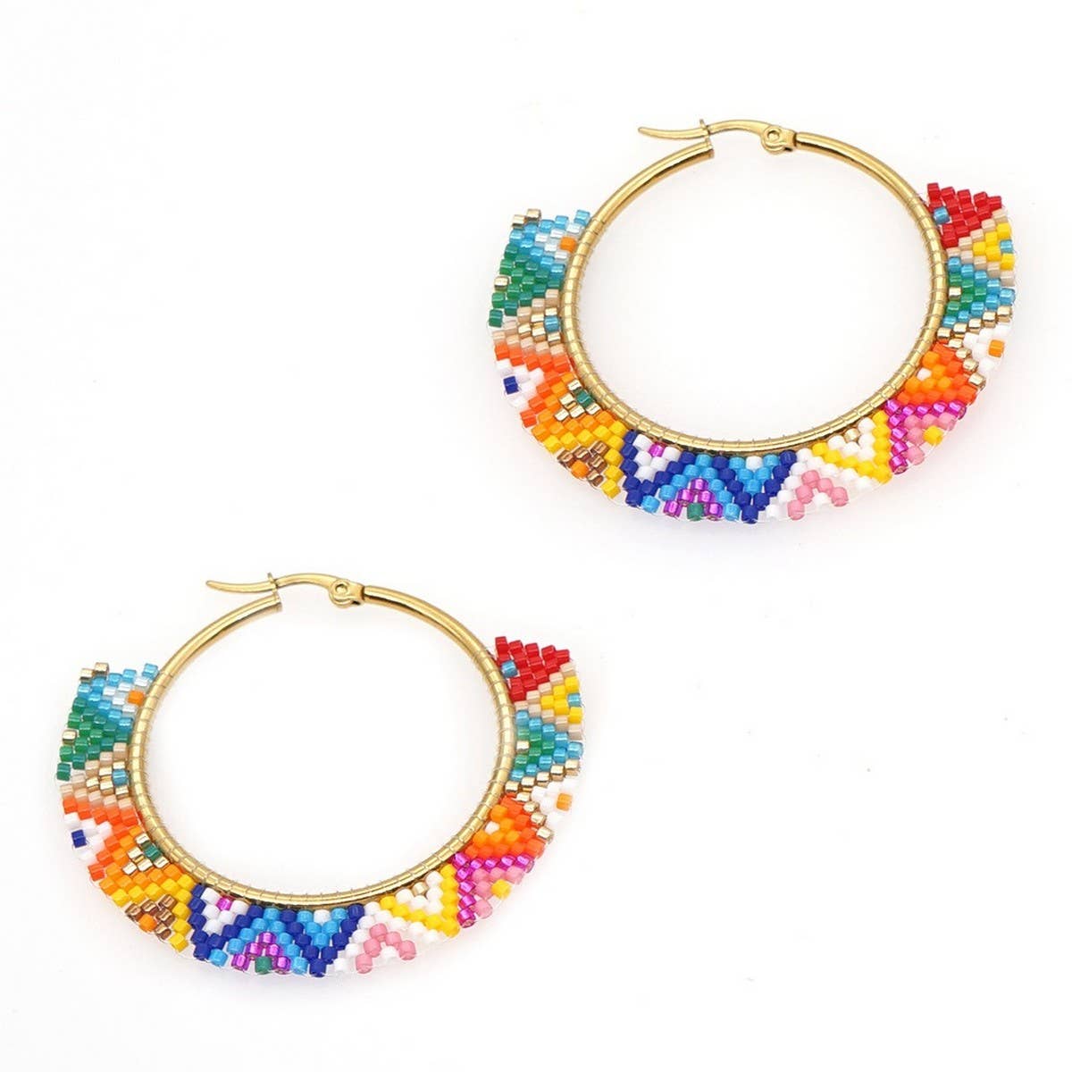 BEADED RICE BEADS HAND-WOVEN COLORFUL EARRINGS_CWMM3873