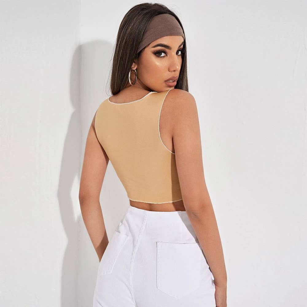 Sexy solid-color slimming umbilical halter strap