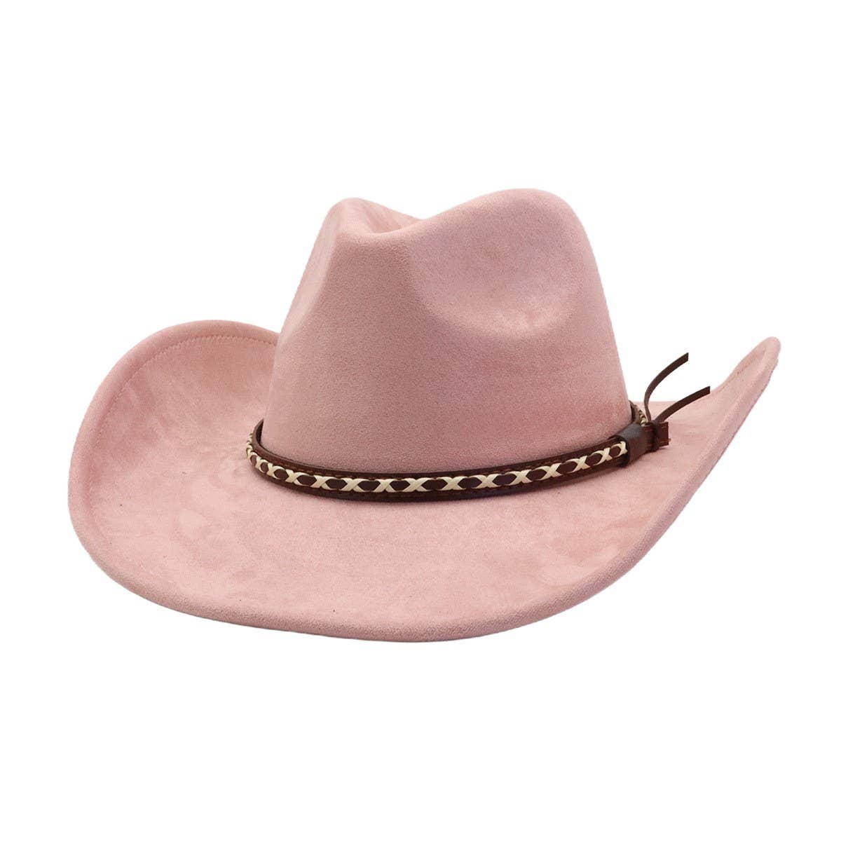 Soft Suede Western Cowboy Fedora Hat Ethnic Style_CWAH04401