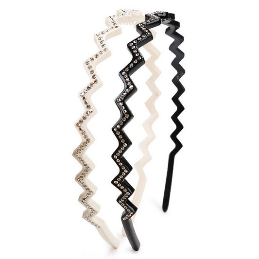 ACETATE RETRO WAVE RHINESTONE HEADBAND_CWAHA4371