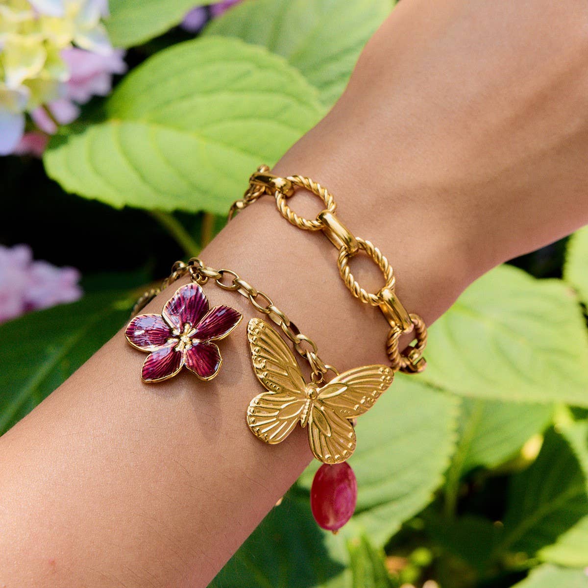 Modern 18K Gold Silver Rope Cross Chain Bracelet