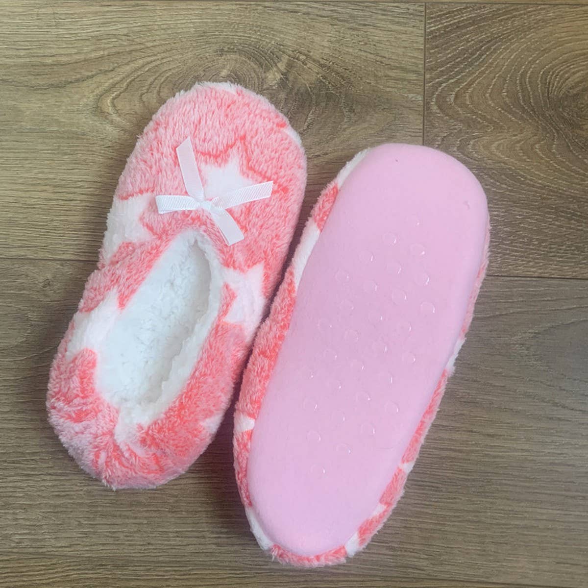 CORAL FLEECE PRINTED SOFT-SOLED SOCKS SLIPPERS