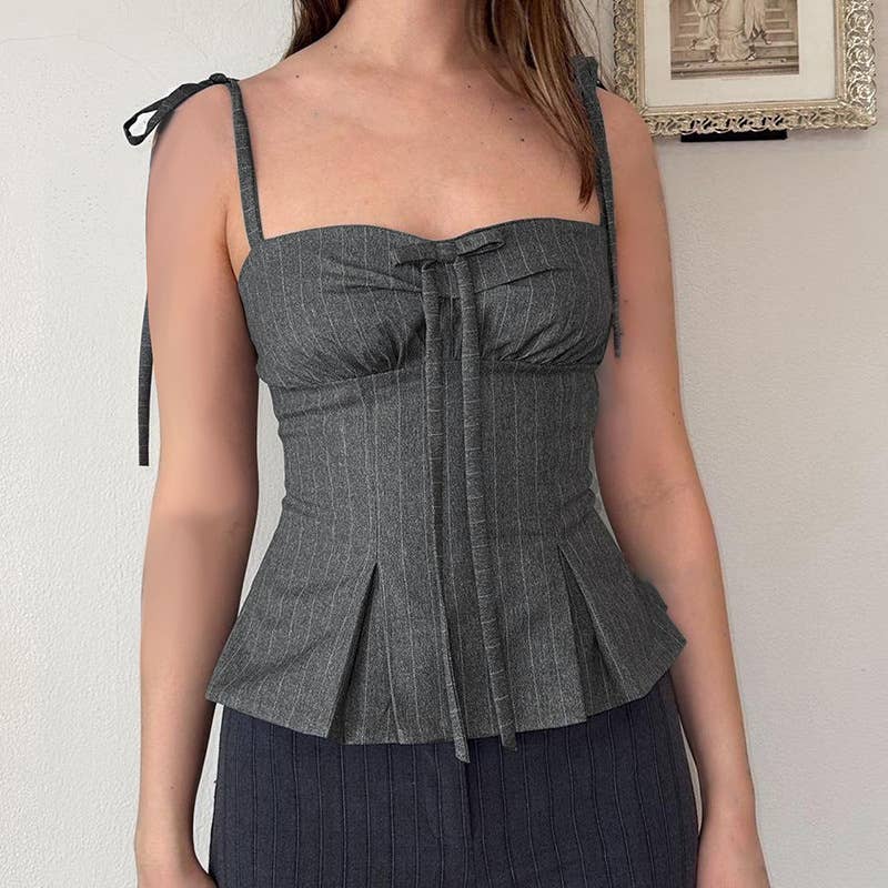 Striped irregular slim-fit suspenders