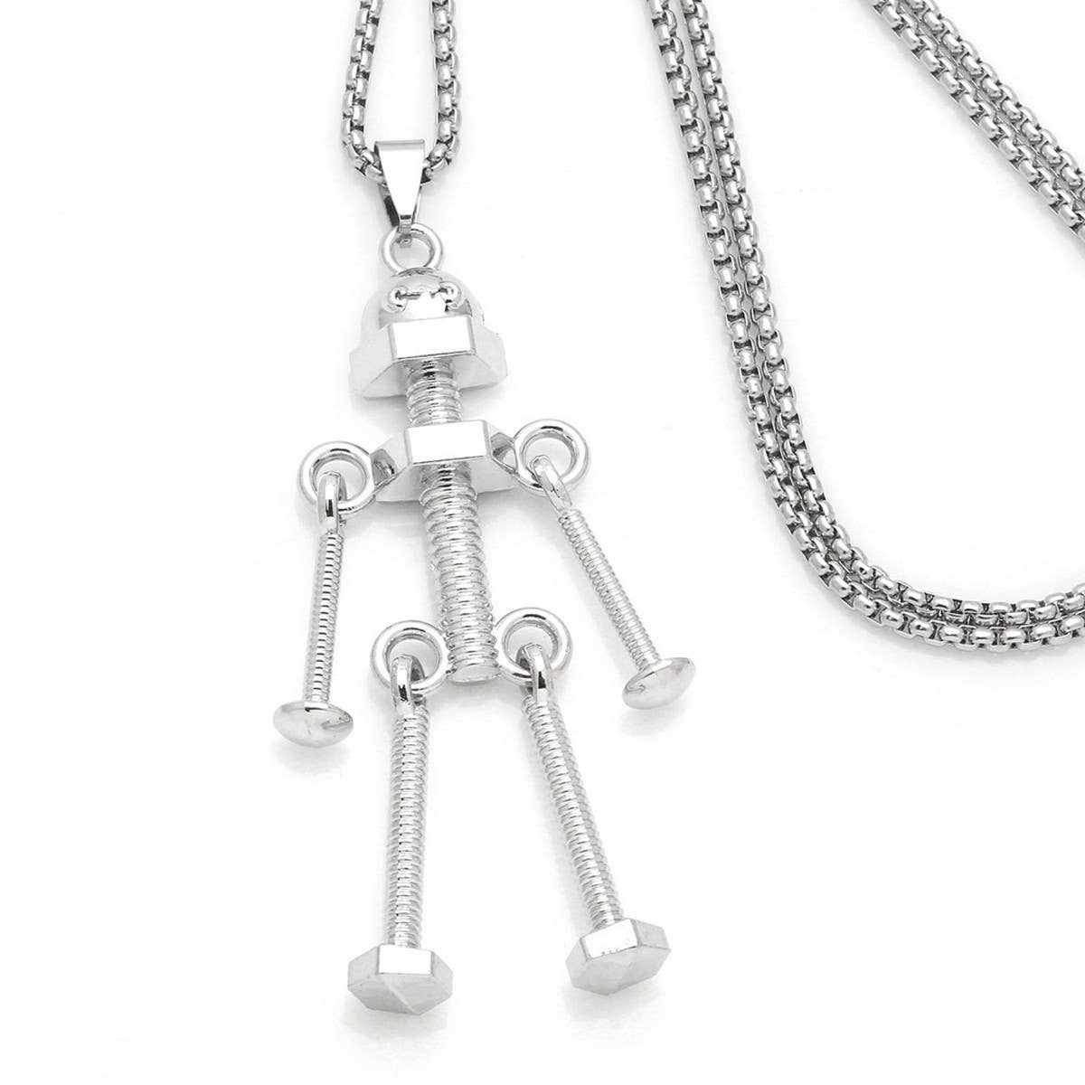 SCREW ROBOT PENDANT FASHION NECKLACE