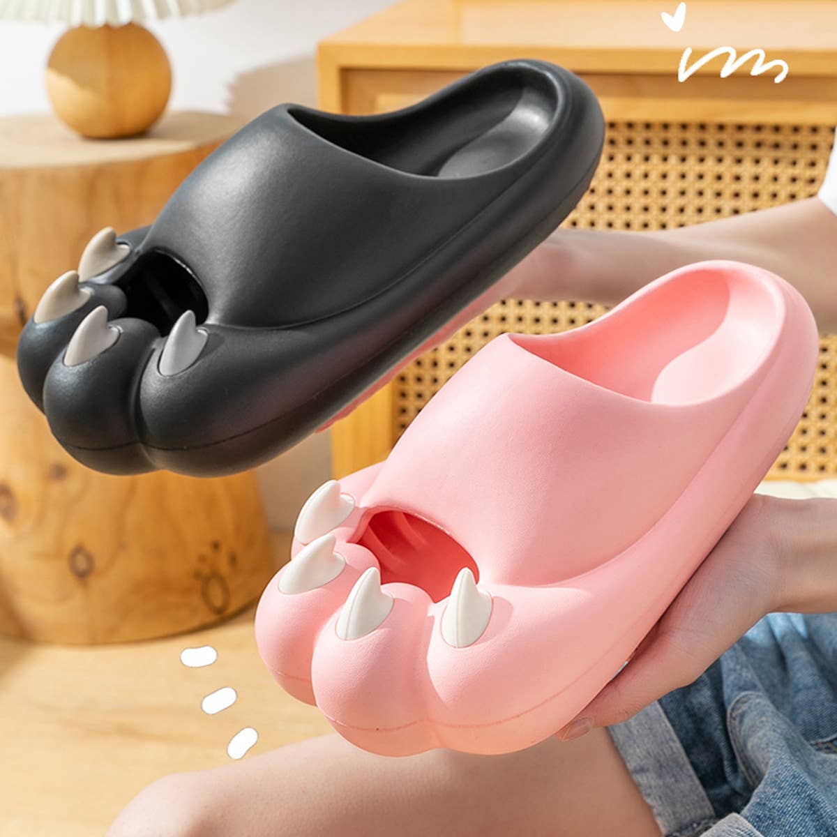 VALENTINE DAY HOME INDOOR CUTE CAT CLAW SLIPPERS_CWSHS0544