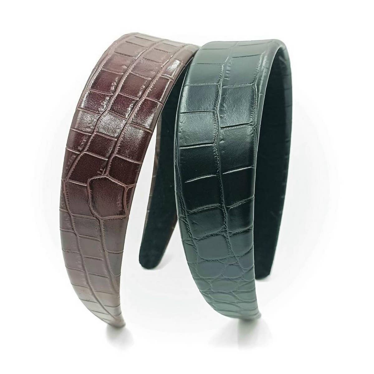 Vintage Two-Tone Crocodile PU Wide Hairband