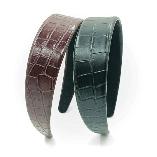 Vintage Two-Tone Crocodile PU Wide Hairband