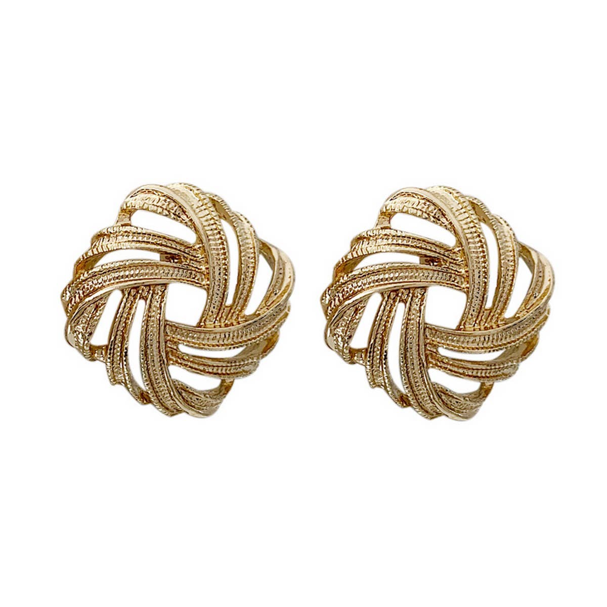 HIGH-END VINTAGE GOLD BRAIDED EARRINGS