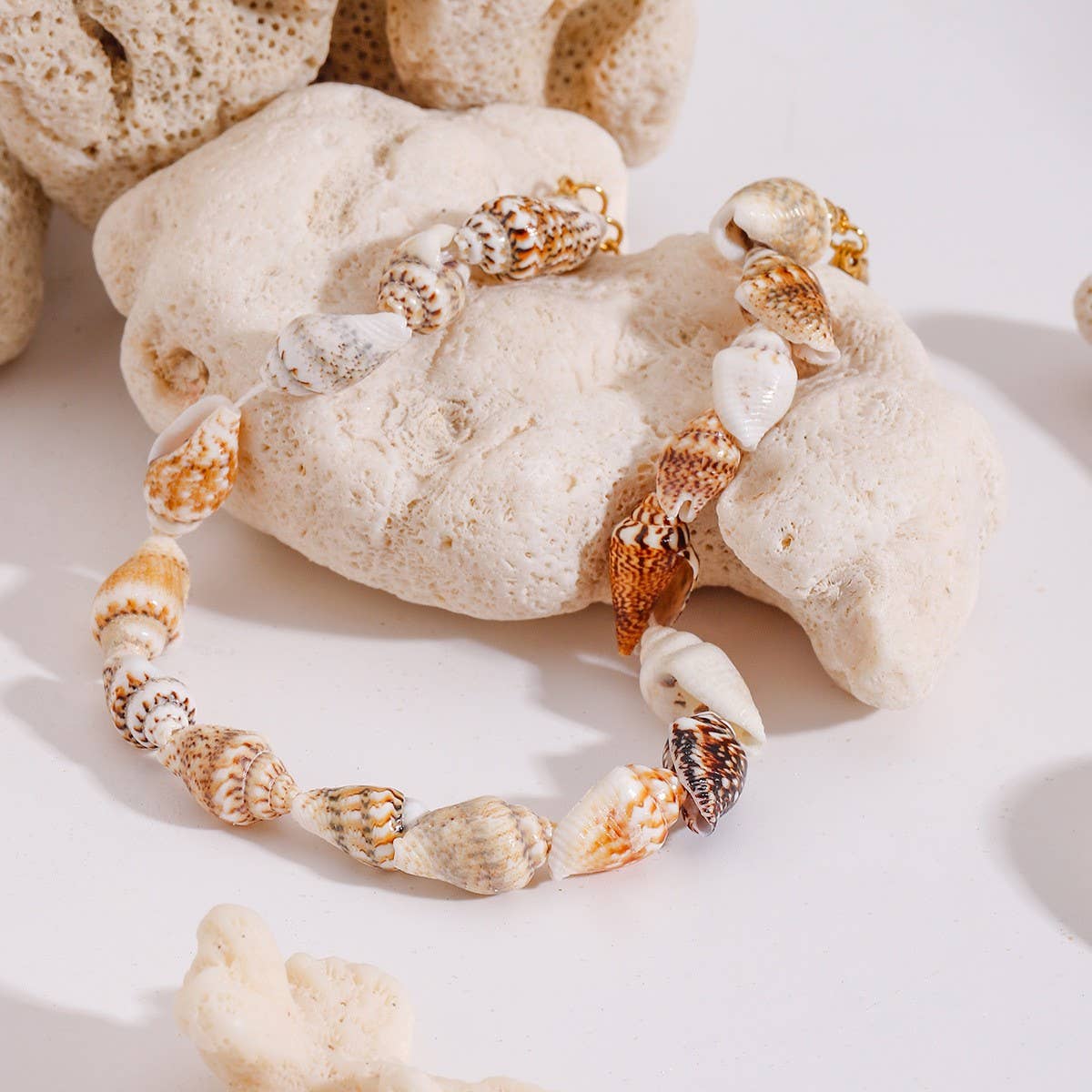 18K Gold Natural Shell Anklet, Stainless Steel_CWAJE4854