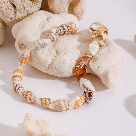 18K Gold Natural Shell Anklet, Stainless Steel_CWAJE4854