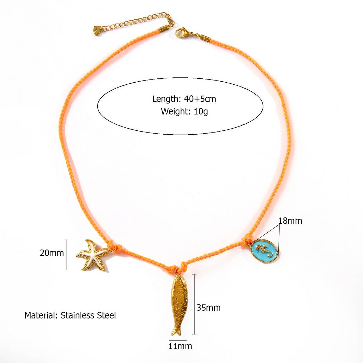 Ocean Style Stone Necklace with Fish Charm_CWMM8804
