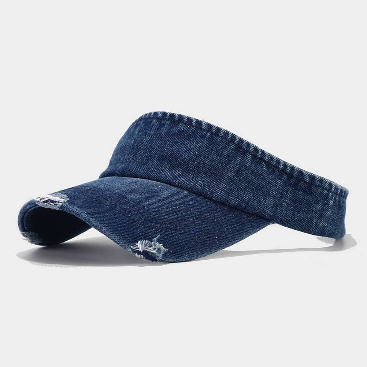 Distressed Denim Visor Hat - Vintage Sunshade Cap_CWAH3286