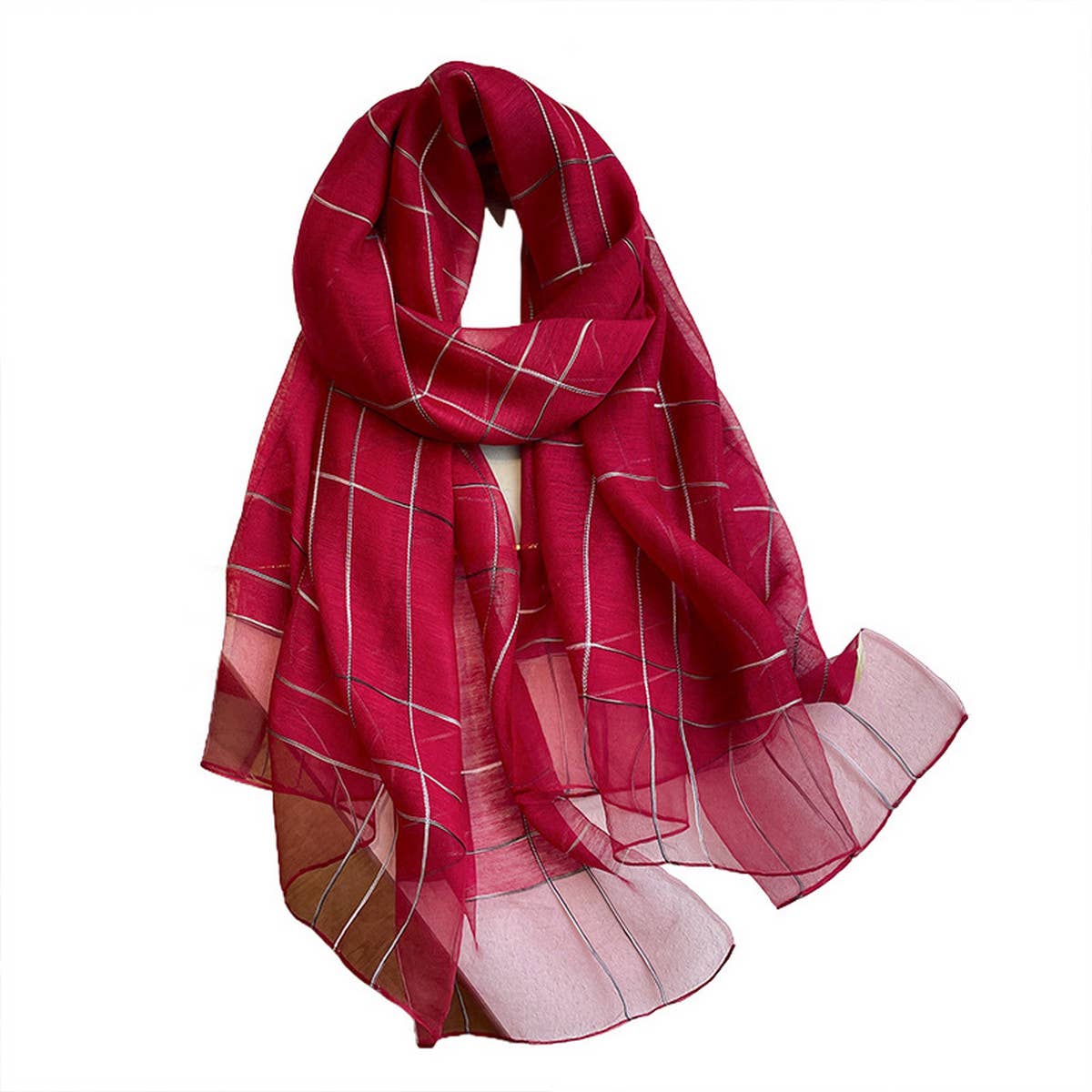 Minimal Stripe Silk Wool Scarf ? Lightweight Shawl