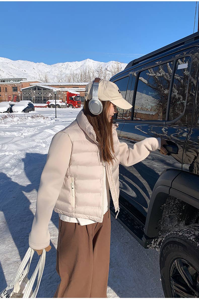 Slim short cotton jacket patchwork jacket