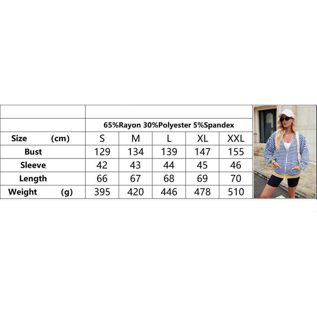 Striped hooded long-sleeved hoodie