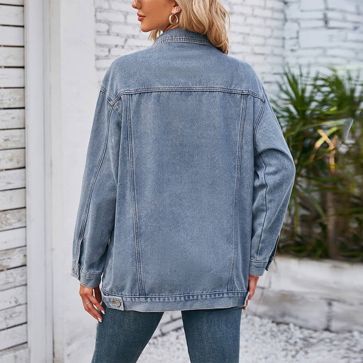 Washed Loose Fit Long Sleeve Denim Jacket