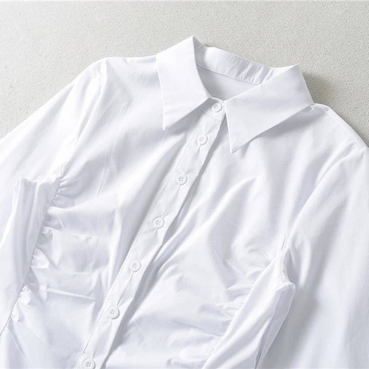 One-breasted shirt dress with POLO neck and waist