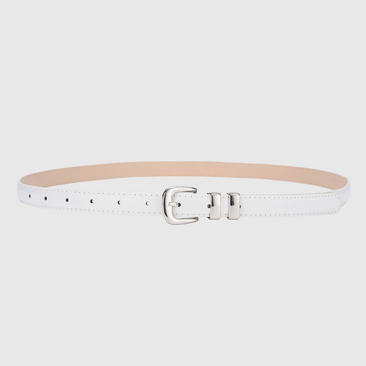 CWABE0877_SIMPLE SILVER BUCKLE DECORATIVE THIN BELT