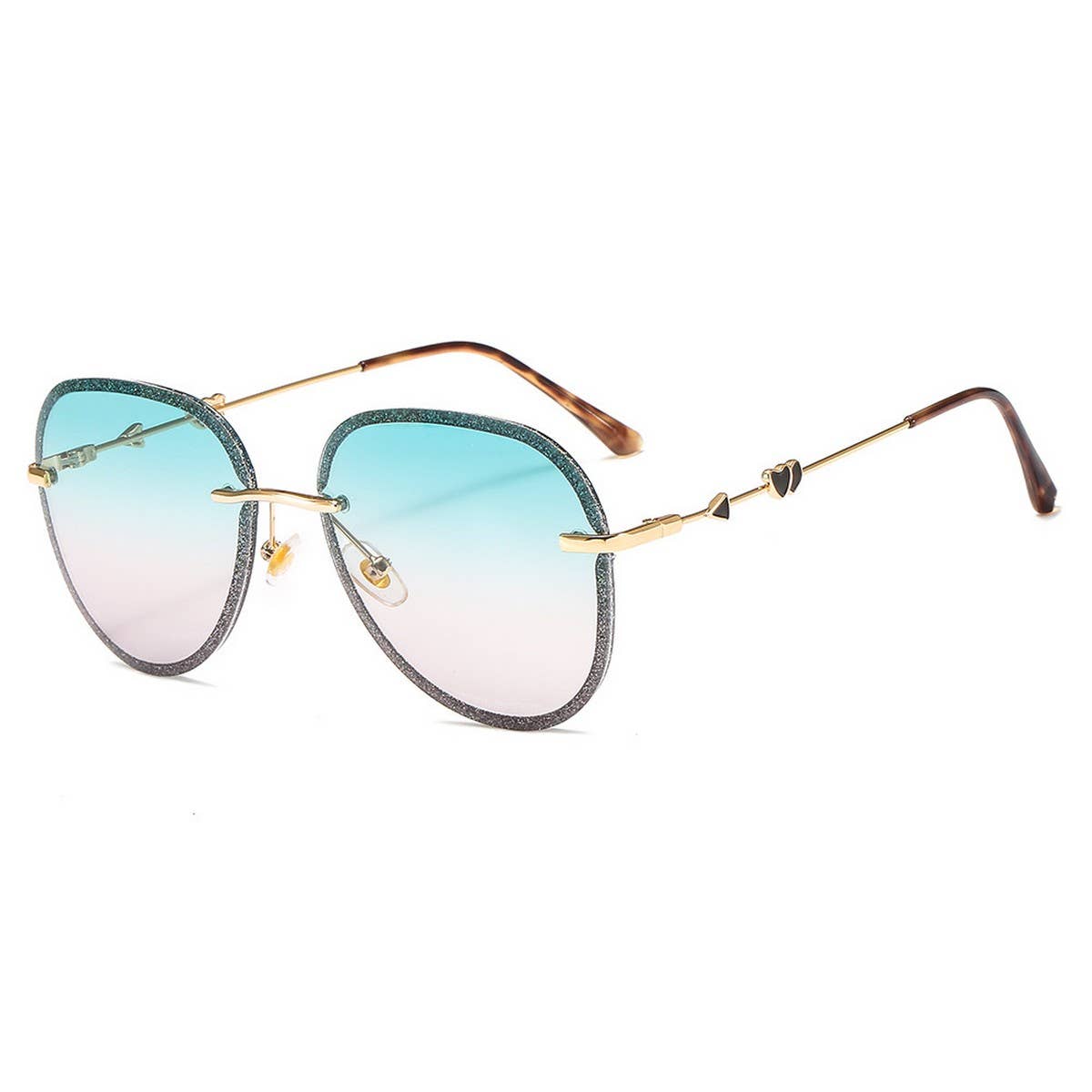 Trendy Frameless Metal Heart Cupid Sunglasses