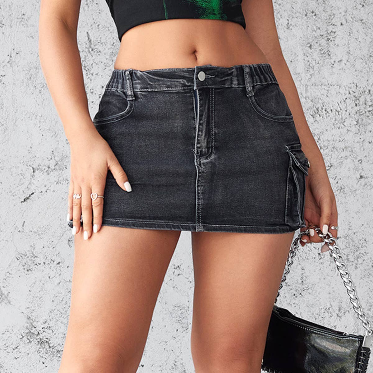 VINTAGE STRETCH TIGHT CARGO POCKET HIP DRESS