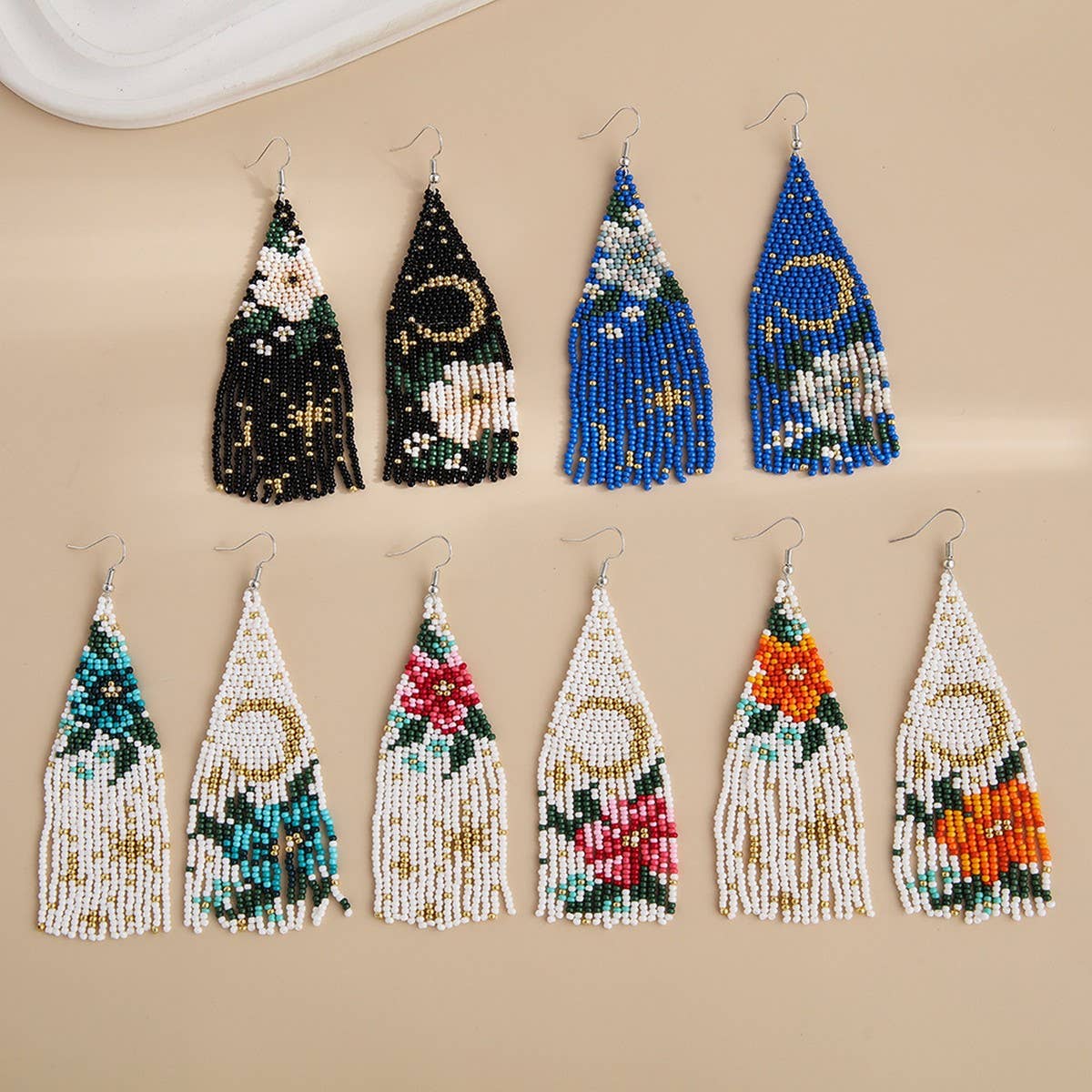 STARRY FLOWER HAND-WOVEN TASSEL EARRINGS_CWAJE1965