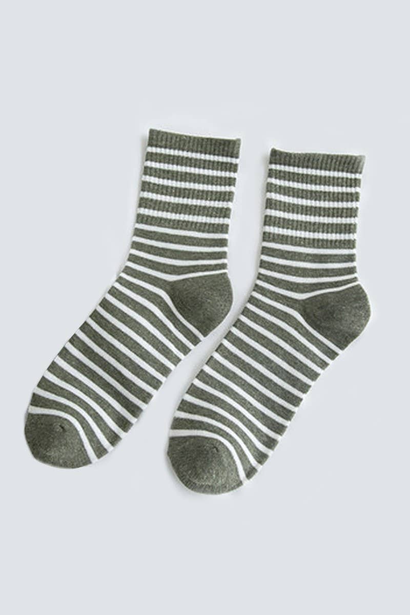 STRIPE PATTERN COZY COTTON ANKLE CREW SOCKS_CWMS022