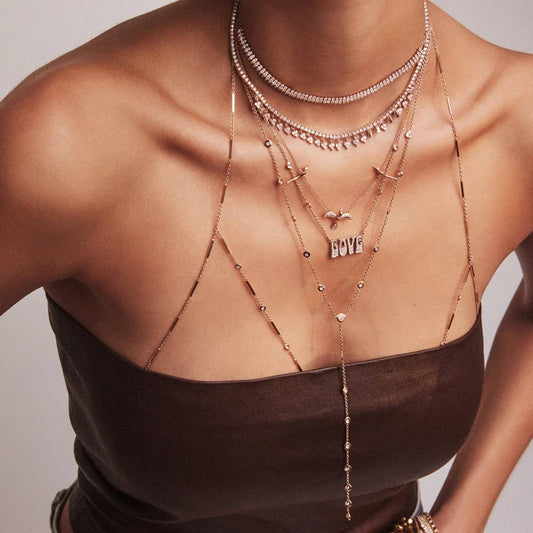DIAMOND TASSEL PENDANT Y-SHAPED LUXURY NECKLACE