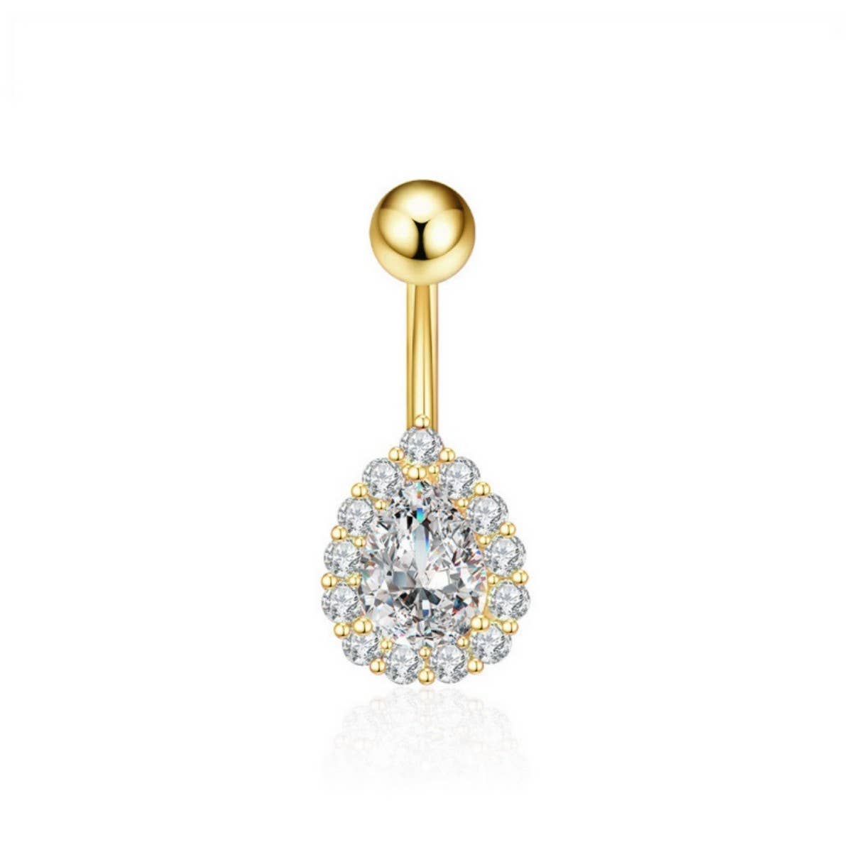 Teardrop CZ Belly Ring Colorful Stainless Steel
