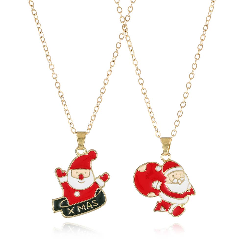 CHRISTMAS SNOWMAN CHRISTMAS TREE NECKLACE SET