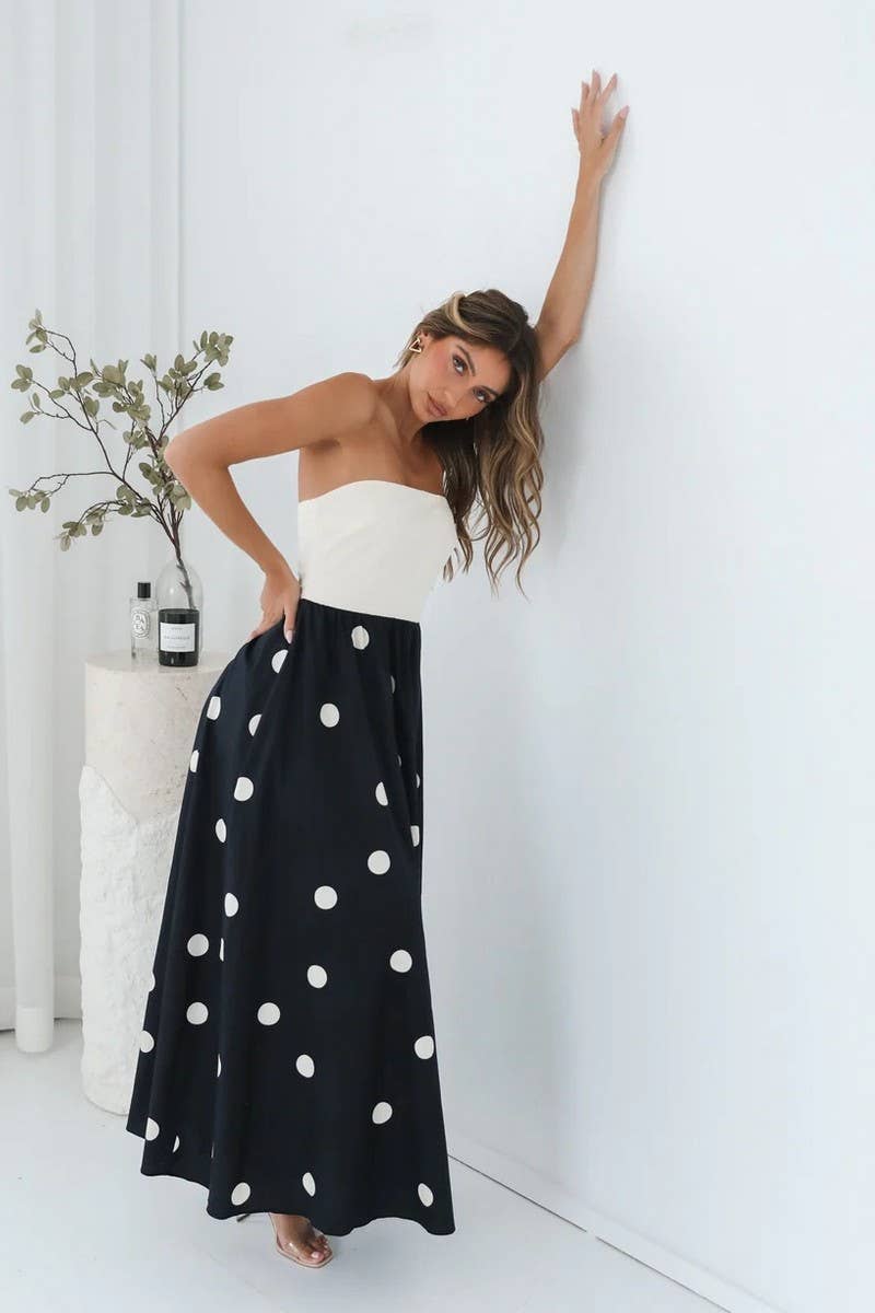 CWDHL1028_WOMEN'S SEXY A-LINE DRESS WITH CHEST WRAP