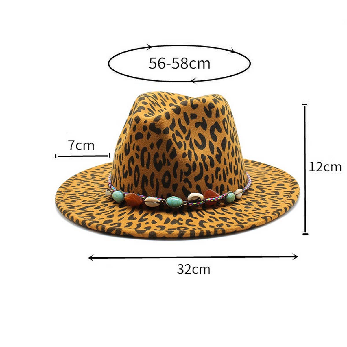 LEOPARD PRINT WOOLEN HAT RETRO JAZZ HAT FELT HAT_CWAH2575