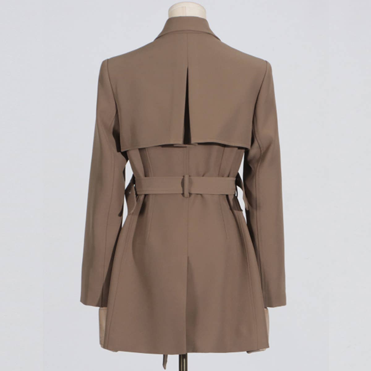 Chic Spring Tie Waist Mid-Length Blazer Jacket