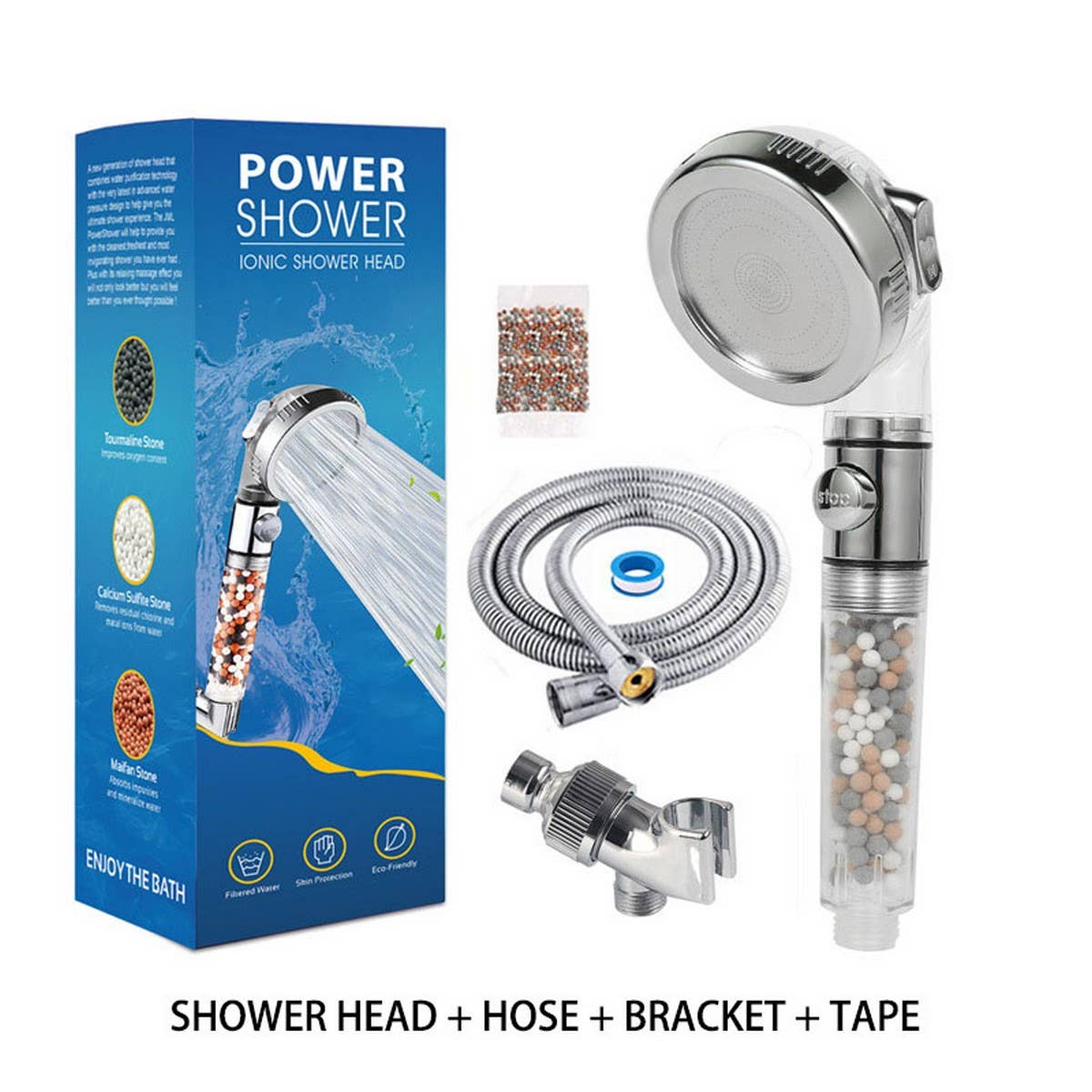 THREE-SPEED WATER FILTER SHOWER HEAD WITH BOOSTER