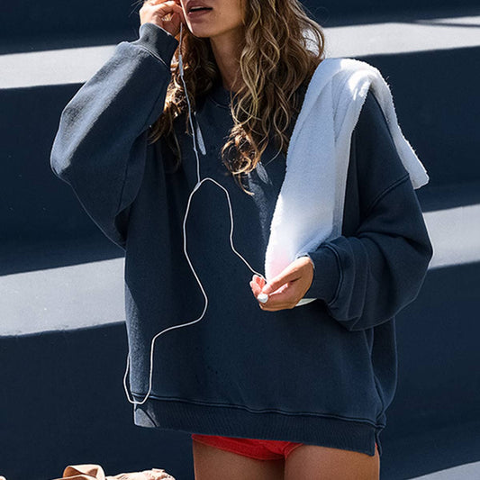 SIMPLE CASUAL LOOSE BASIC SPORTS WOMEN'S HOODIE