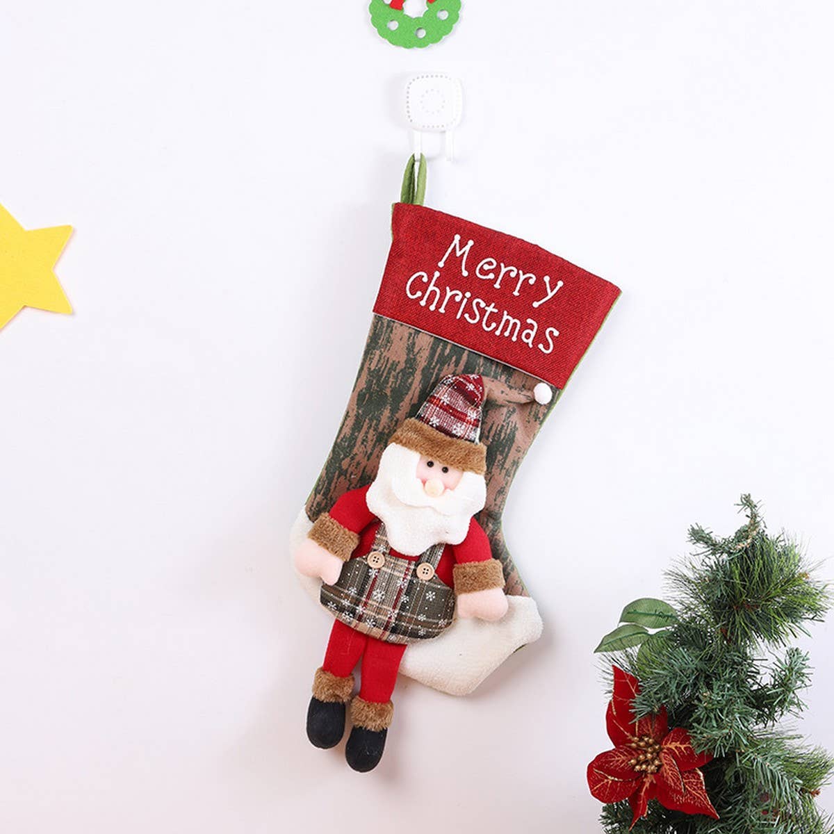 SEQUINED 3D SANTA CLAUS CHRISTMAS STOCKINGS