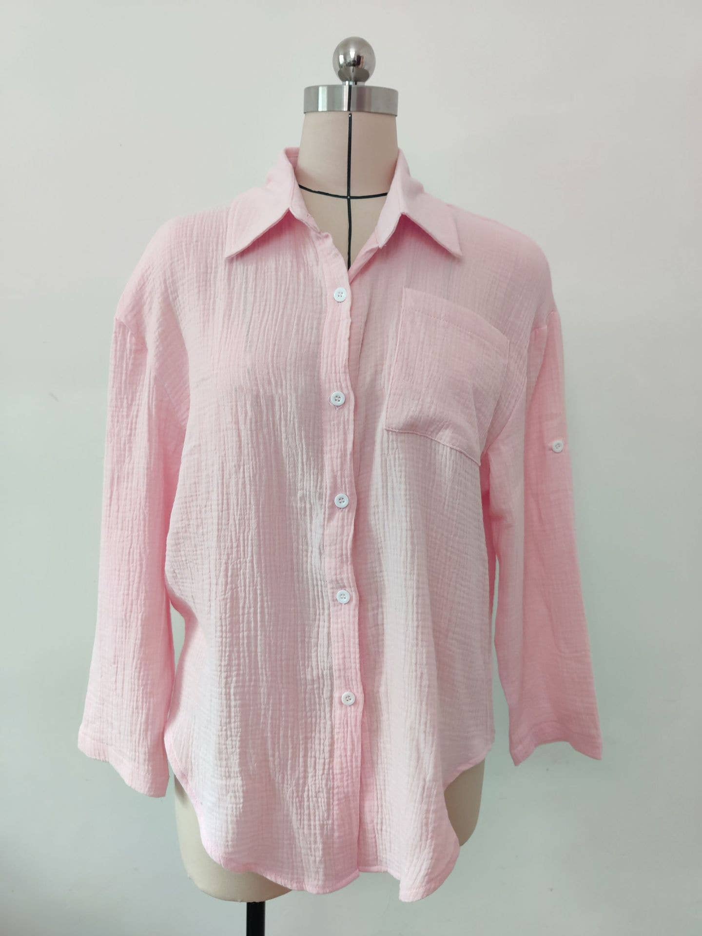 SOLID COLOR LOOSE LOOSE WOMEN'S TEXTURE SHIRT