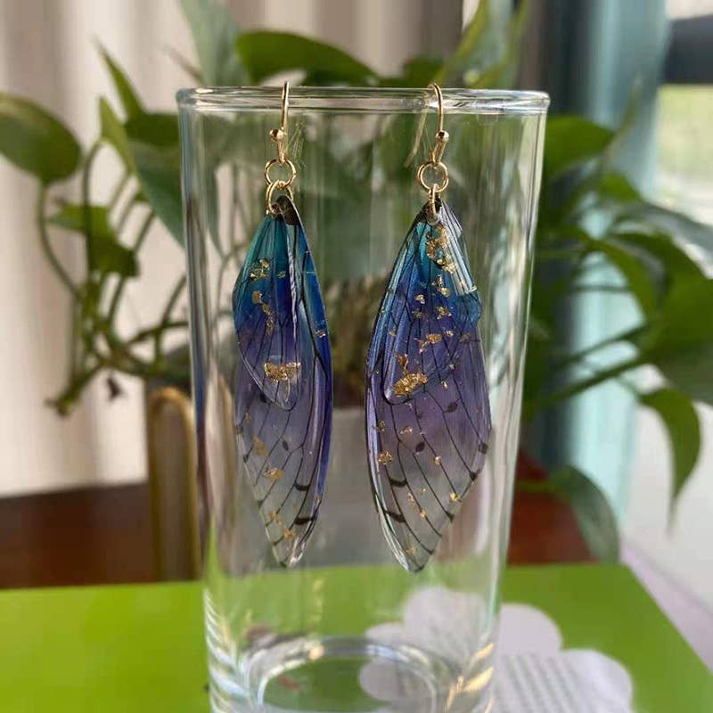 S925 Silver Cicada Wing Wing Butterfly Earrings