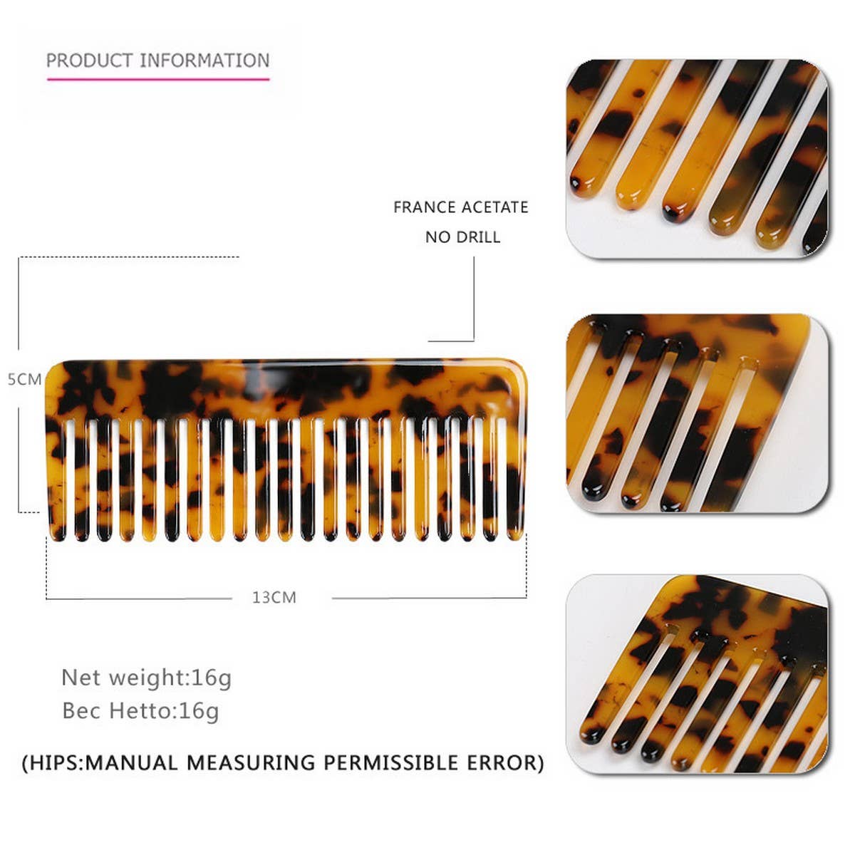 TORTOISESHELL ACETATE COMB HAIR ACCESSORY