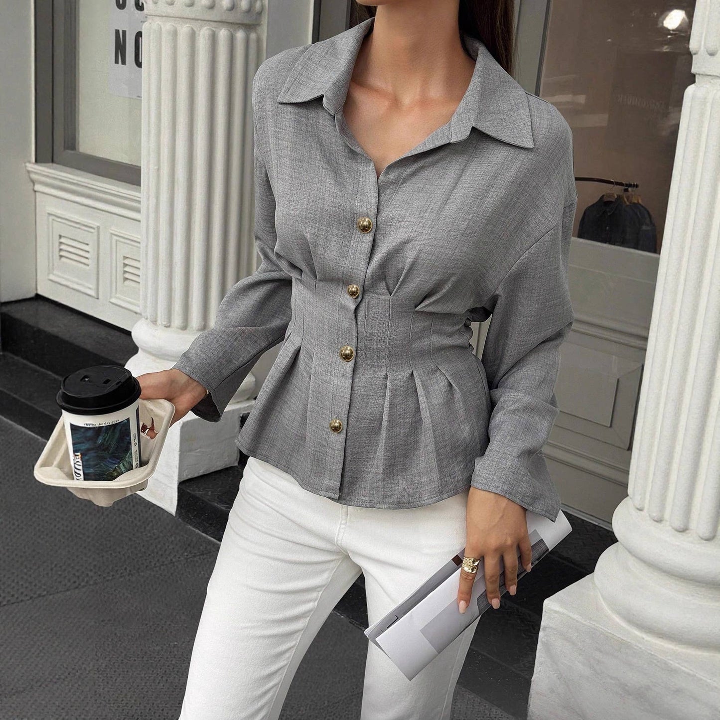 Sophisticated intellectual elegant lapel shirt