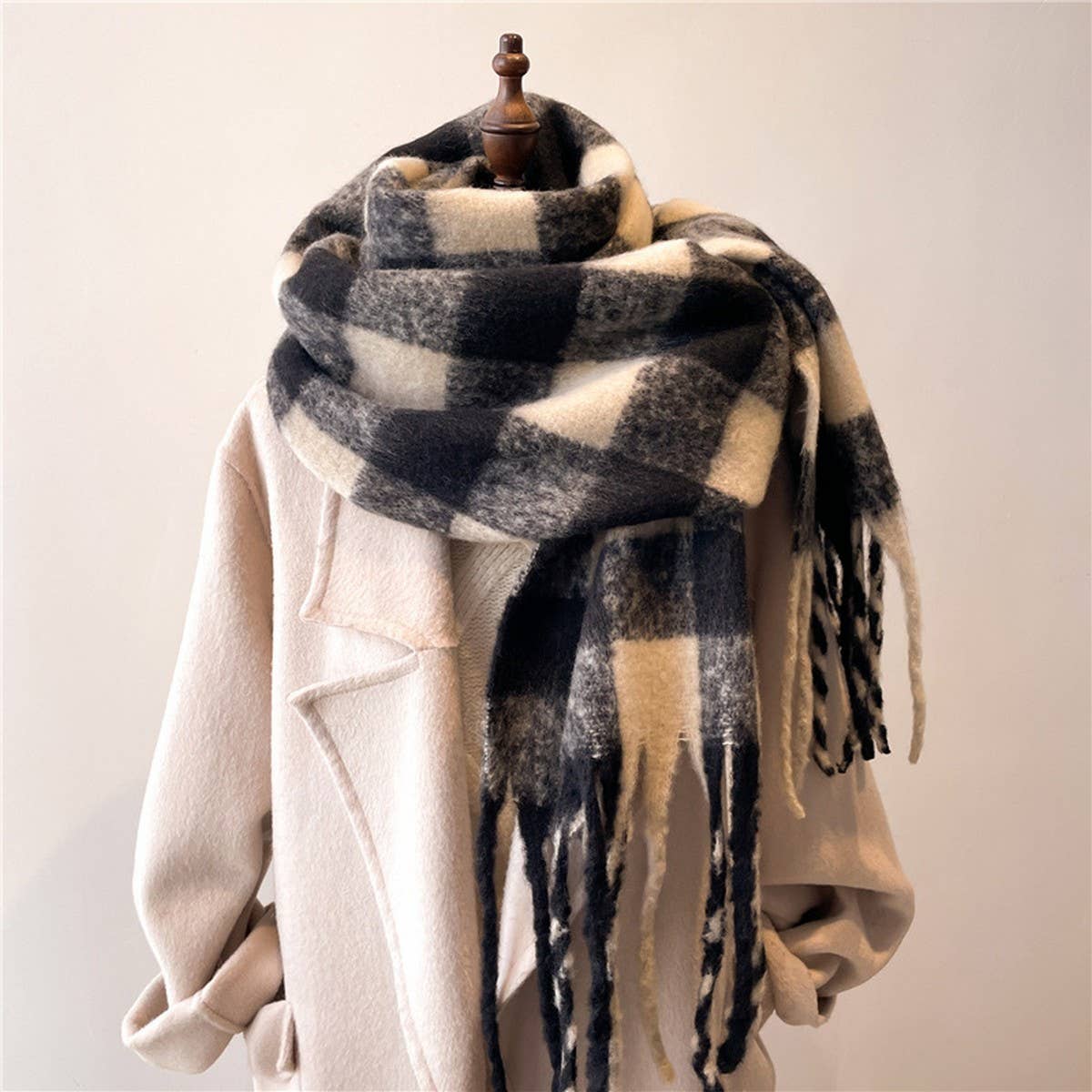 Plaid Winter Scarf Shawl - Thick Soft Unisex Wrap_CWASC0964