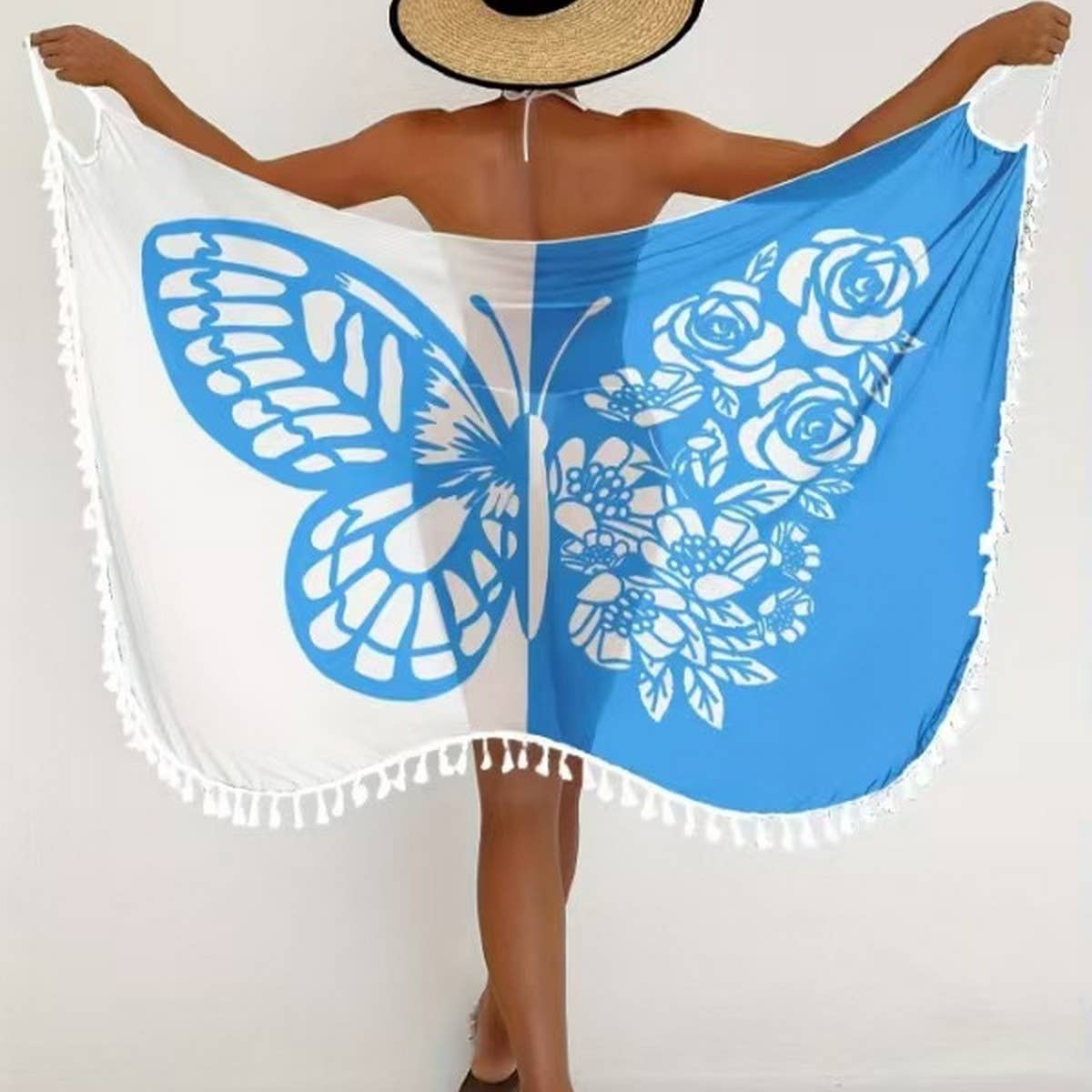 Beach Wrap Skirt with Butterfly Print Color-Block_CWBLS0463